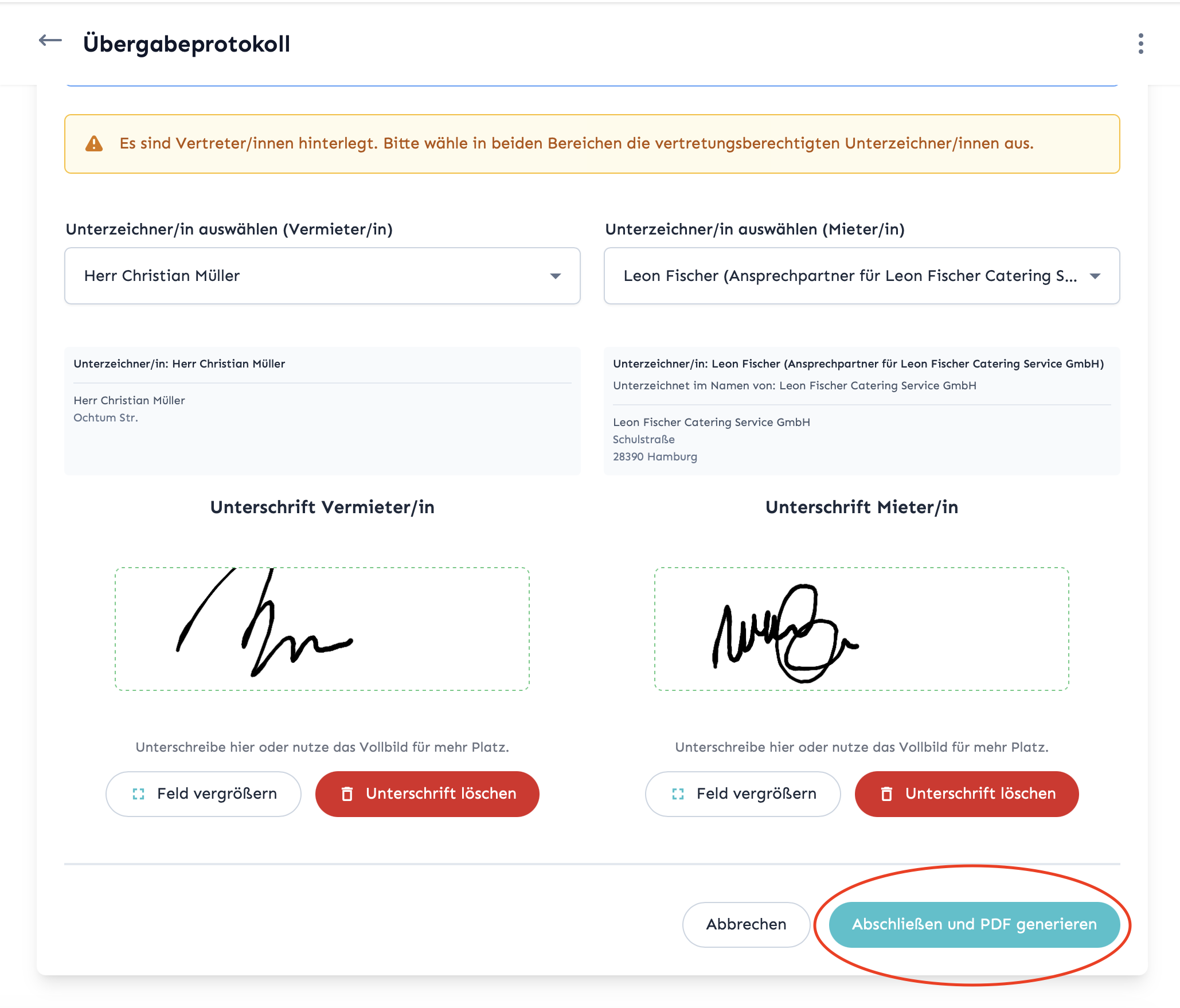 Button zum Generieren des PDFs mit Ladeindikator