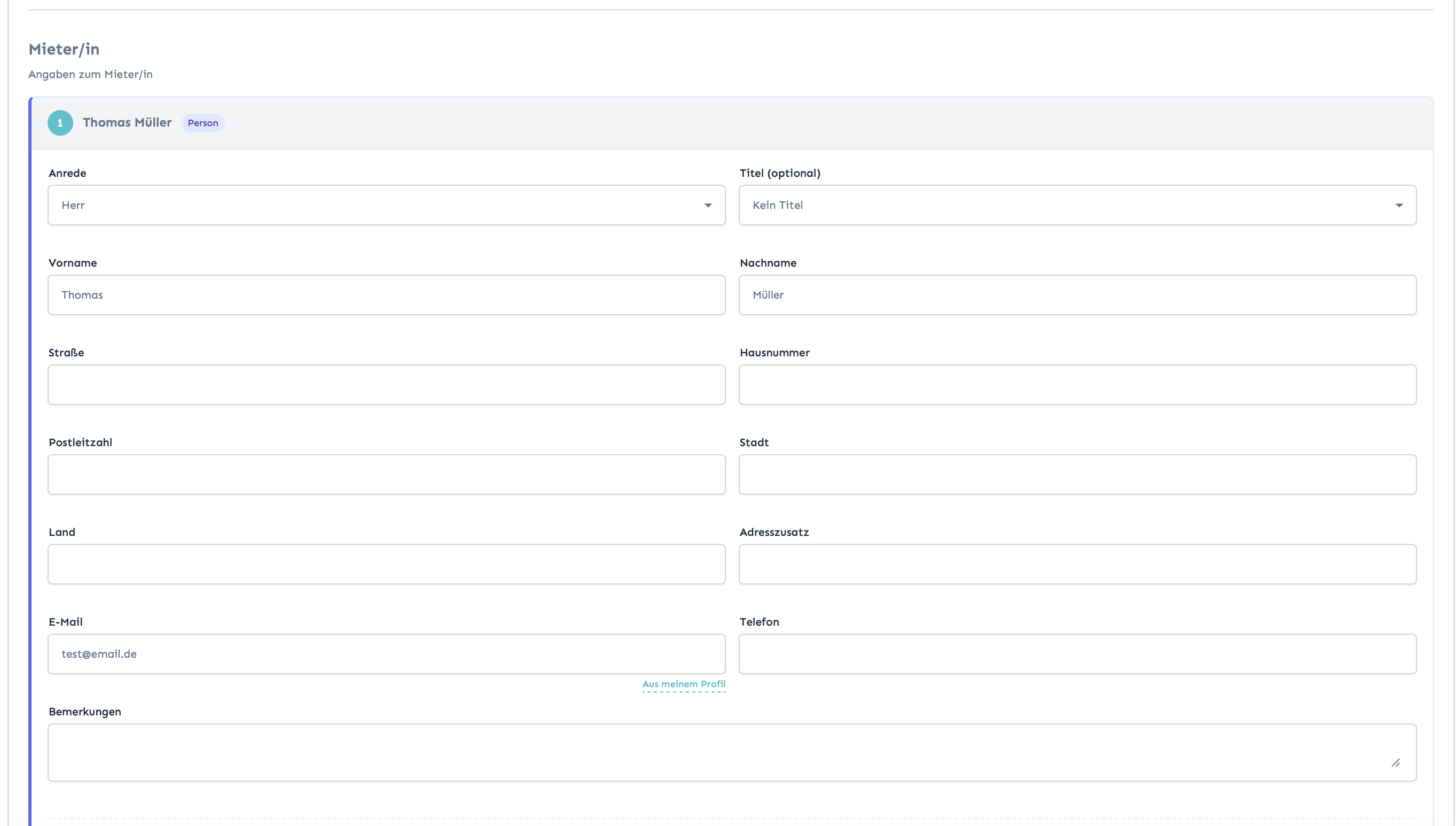 Screenshot: Parteien hinzufügen im Protokoll
