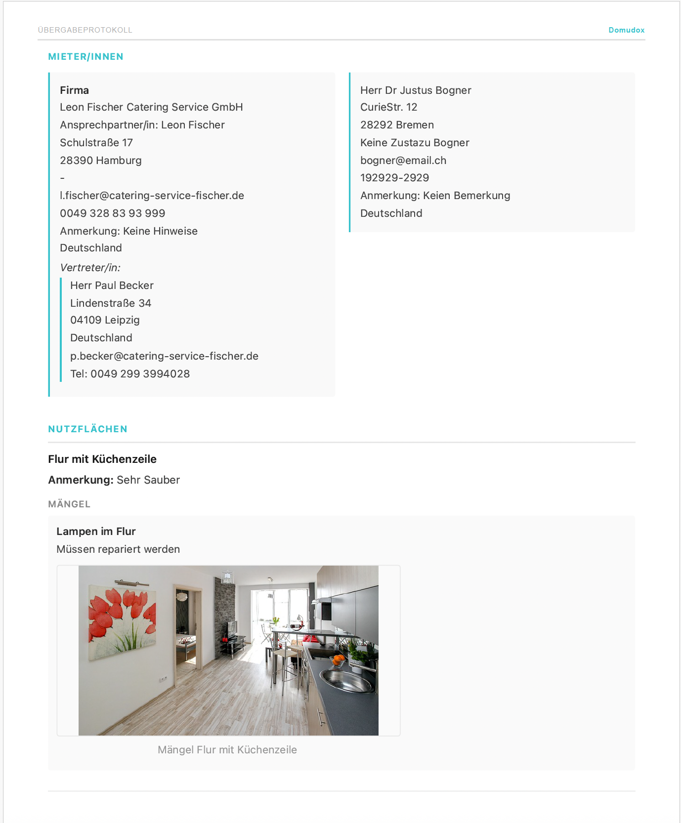 Übergabeprotokoll PDF - Zustandserfassung